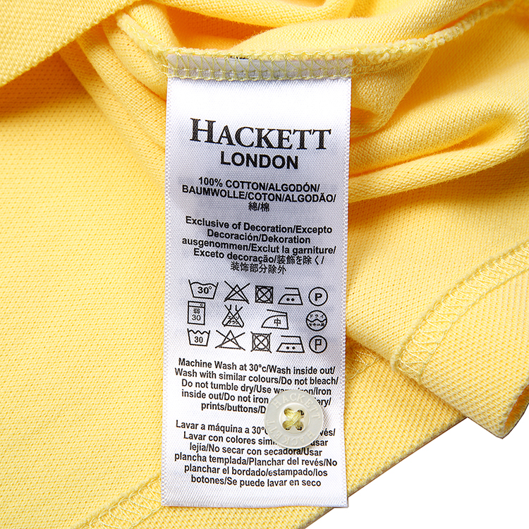 hackett london 哈克特男款黄色纯棉polo衫hm561196 043